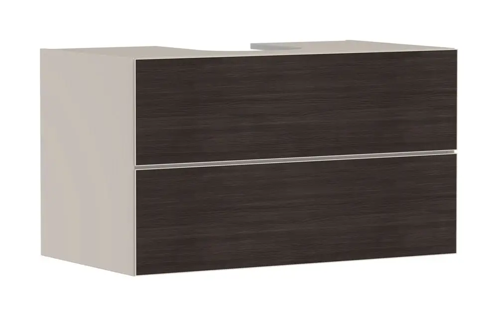 Waschtischunterschrank von Hansgrohe mit zwei Schubkästen in Sandbeige Matt, geeignet für Konsolen-Aufsatzwaschtisch, mit glatter Oberfläche.